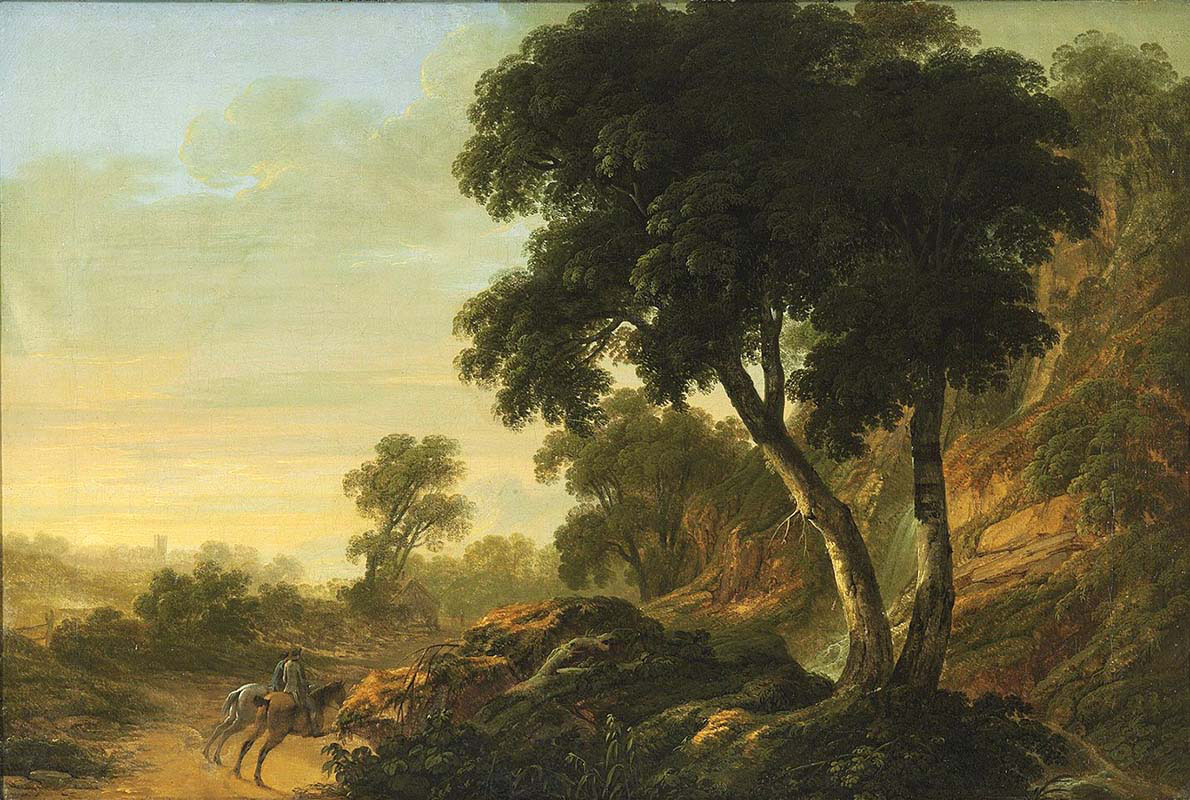 A Wooded Landscape with a Waterfall